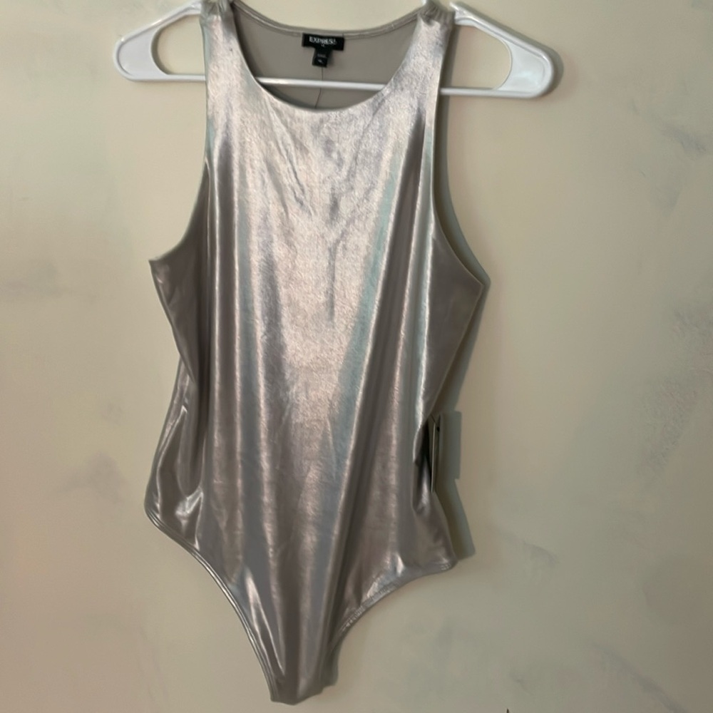 NWT Express Silver Chrome Bodysuit
